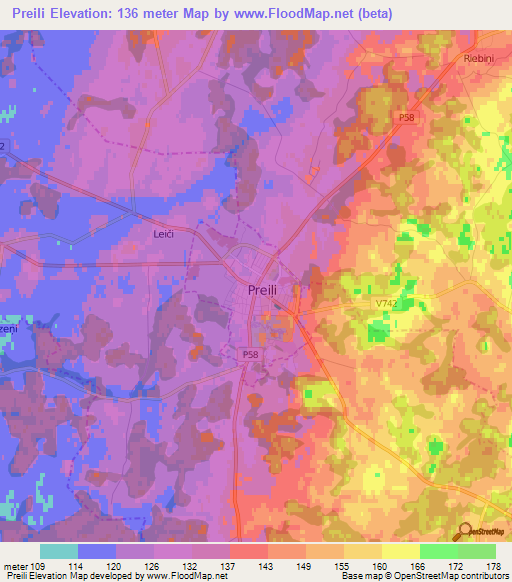 Preili,Latvia Elevation Map