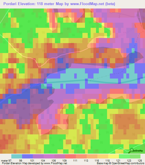 Pordari,Latvia Elevation Map