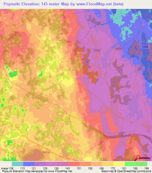 Popsuiki,Latvia Elevation Map