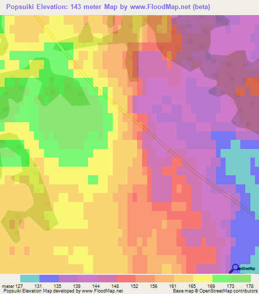 Popsuiki,Latvia Elevation Map