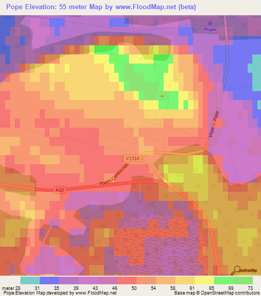 Pope,Latvia Elevation Map