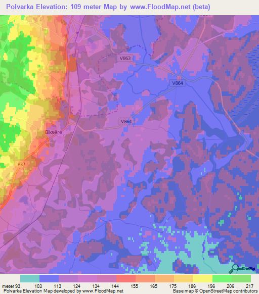 Polvarka,Latvia Elevation Map