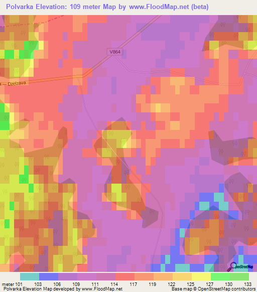 Polvarka,Latvia Elevation Map