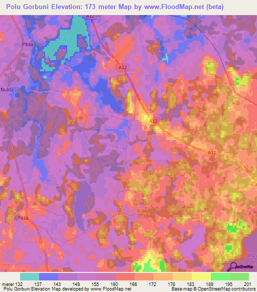 Polu Gorbuni,Latvia Elevation Map