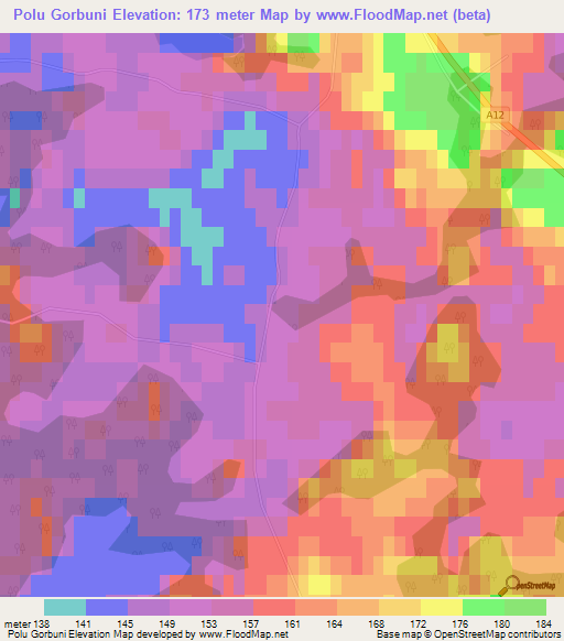 Polu Gorbuni,Latvia Elevation Map