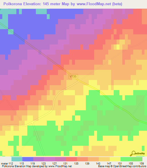 Polkorona,Latvia Elevation Map