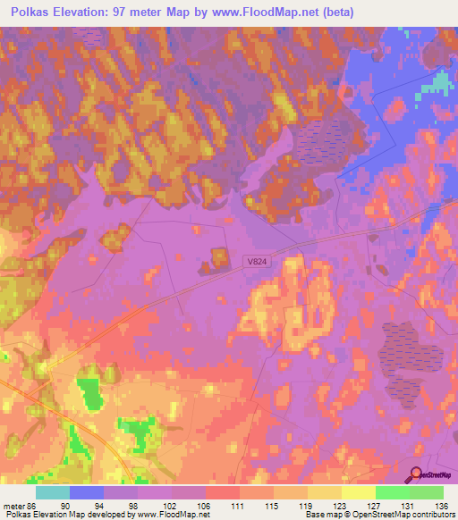 Polkas,Latvia Elevation Map