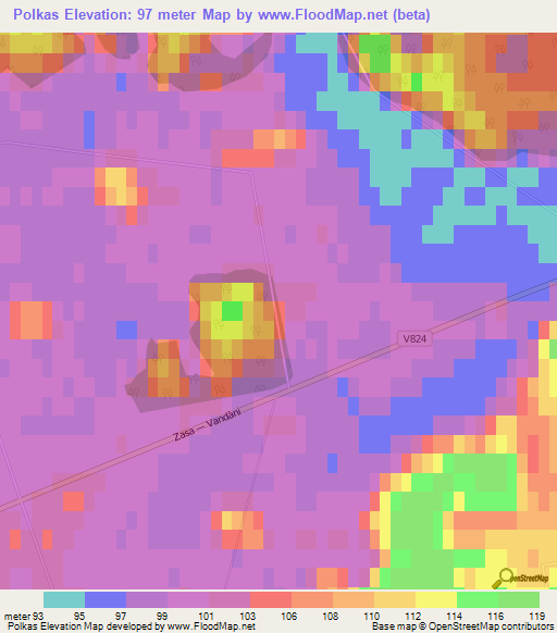 Polkas,Latvia Elevation Map