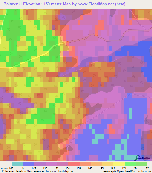 Polacenki,Latvia Elevation Map