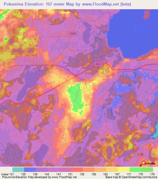 Pokumina,Latvia Elevation Map