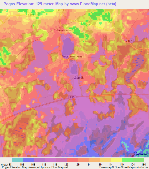 Pogas,Latvia Elevation Map