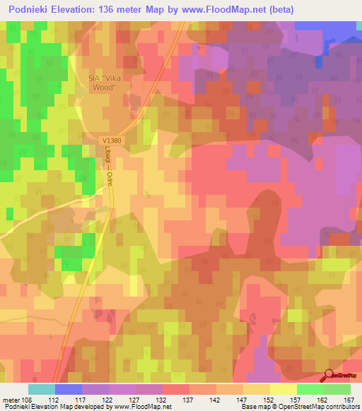 Podnieki,Latvia Elevation Map