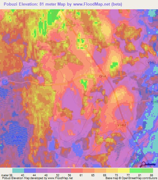 Pobuzi,Latvia Elevation Map