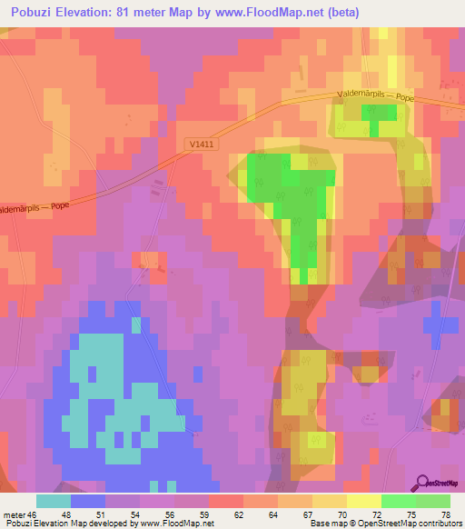 Pobuzi,Latvia Elevation Map