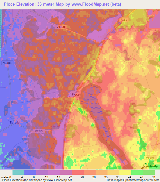 Ploce,Latvia Elevation Map