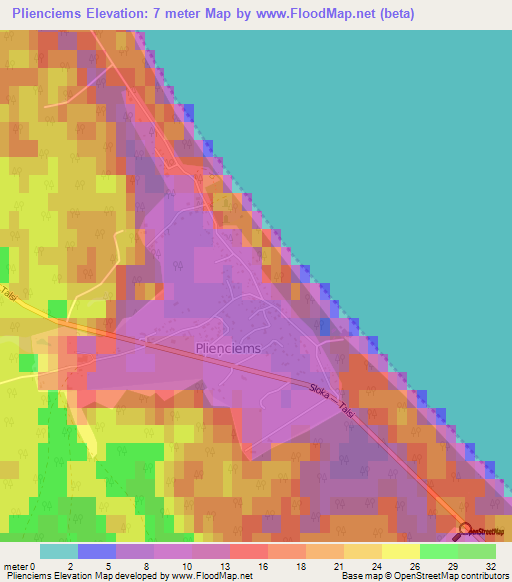 Plienciems,Latvia Elevation Map