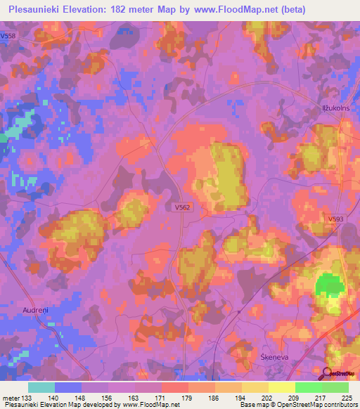 Plesaunieki,Latvia Elevation Map