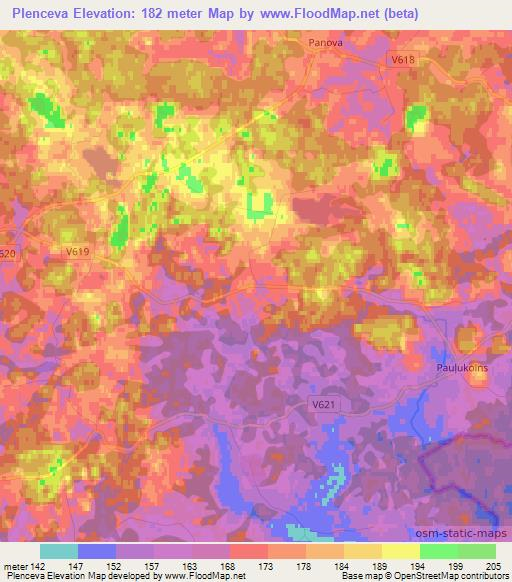 Plenceva,Latvia Elevation Map