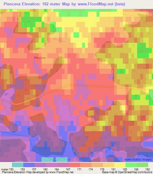 Plenceva,Latvia Elevation Map