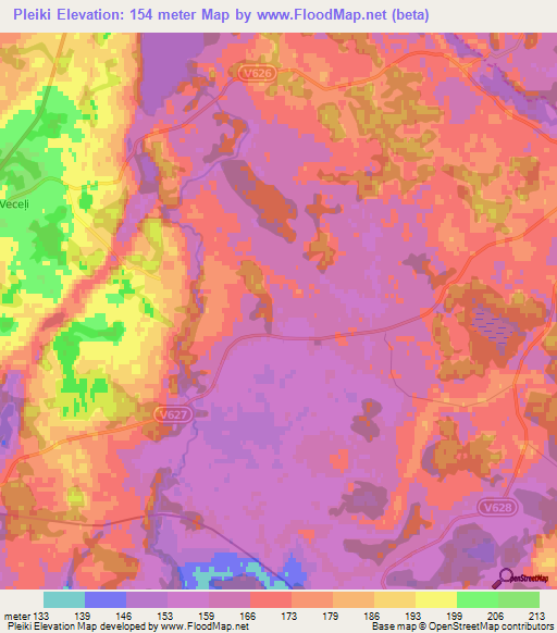 Pleiki,Latvia Elevation Map