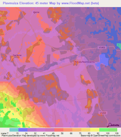 Plavmuiza,Latvia Elevation Map