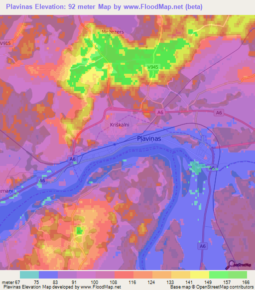 Plavinas,Latvia Elevation Map