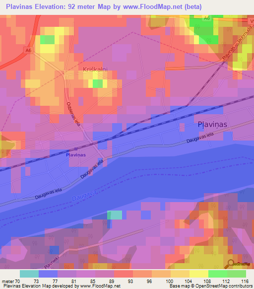 Plavinas,Latvia Elevation Map