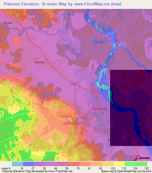 Platones,Latvia Elevation Map