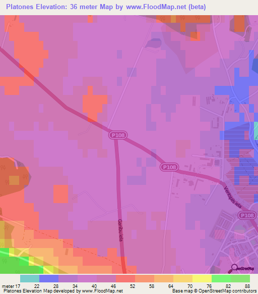 Platones,Latvia Elevation Map