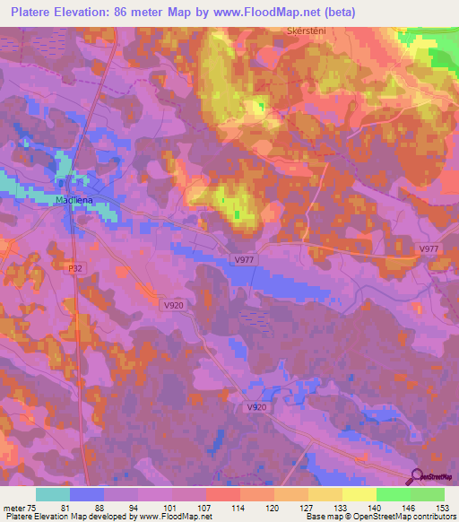 Platere,Latvia Elevation Map