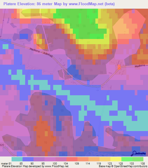 Platere,Latvia Elevation Map