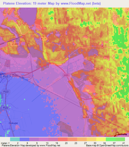 Platene,Latvia Elevation Map