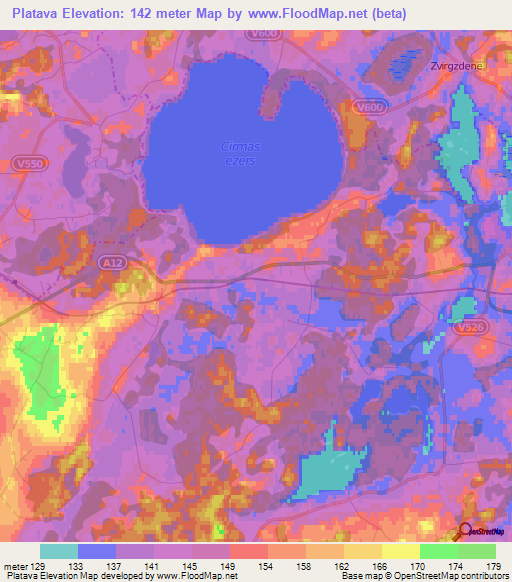 Platava,Latvia Elevation Map