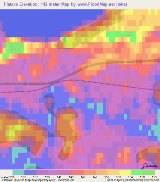 Platava,Latvia Elevation Map