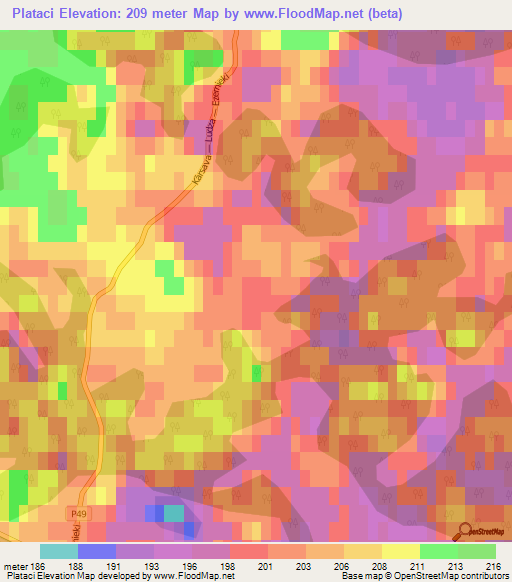 Plataci,Latvia Elevation Map