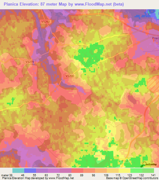 Planica,Latvia Elevation Map