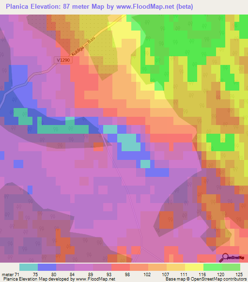 Planica,Latvia Elevation Map