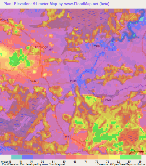 Plani,Latvia Elevation Map