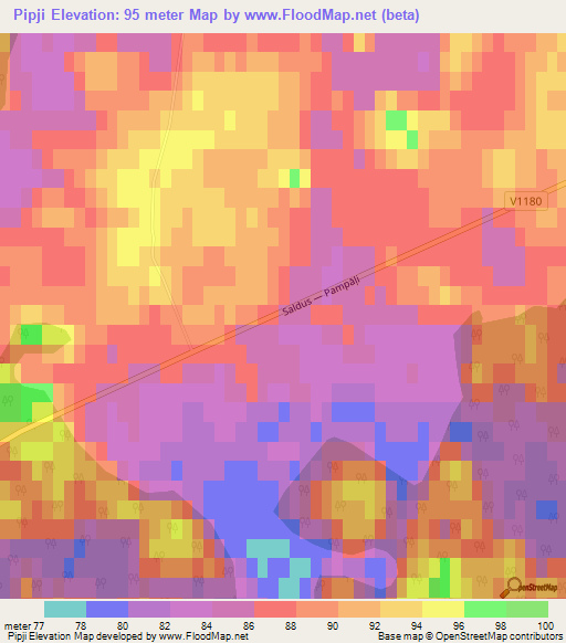 Pipji,Latvia Elevation Map