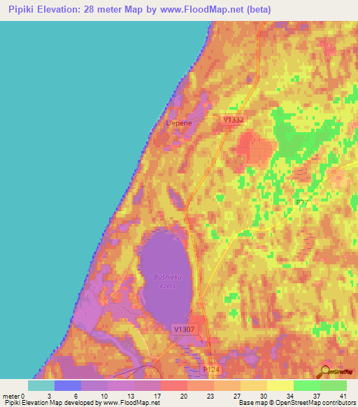 Pipiki,Latvia Elevation Map