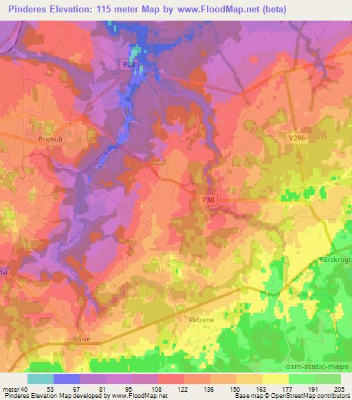 Pinderes,Latvia Elevation Map