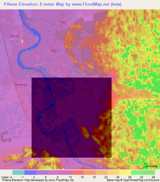 Piltene,Latvia Elevation Map