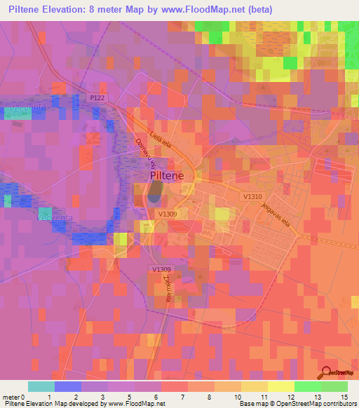 Piltene,Latvia Elevation Map