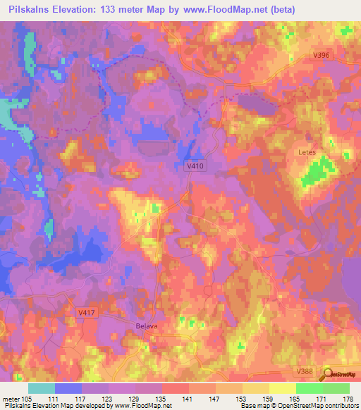 Pilskalns,Latvia Elevation Map