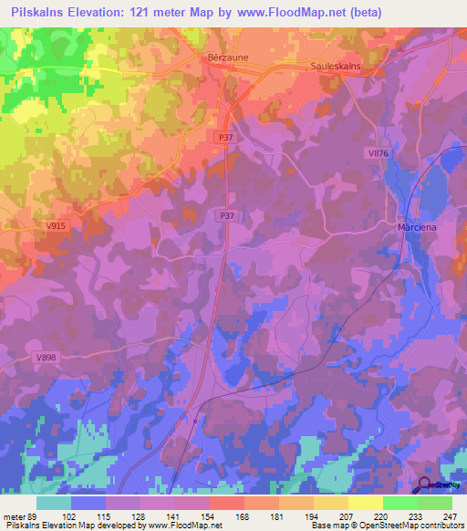 Pilskalns,Latvia Elevation Map