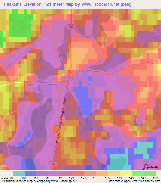 Pilskalns,Latvia Elevation Map