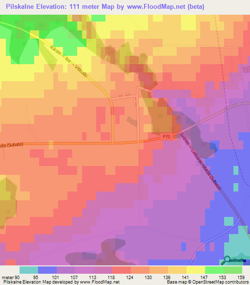 Pilskalne,Latvia Elevation Map