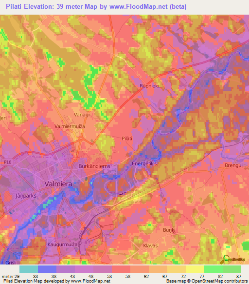 Pilati,Latvia Elevation Map