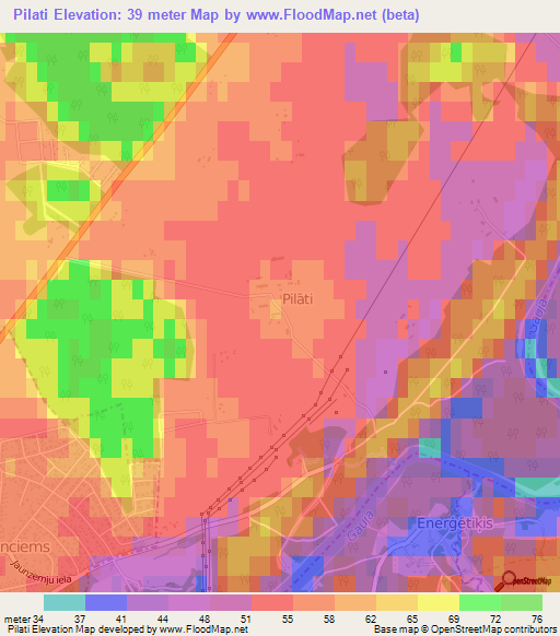 Pilati,Latvia Elevation Map