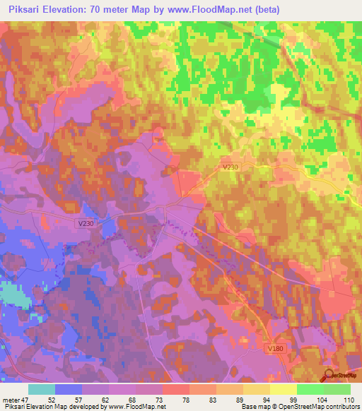 Piksari,Latvia Elevation Map